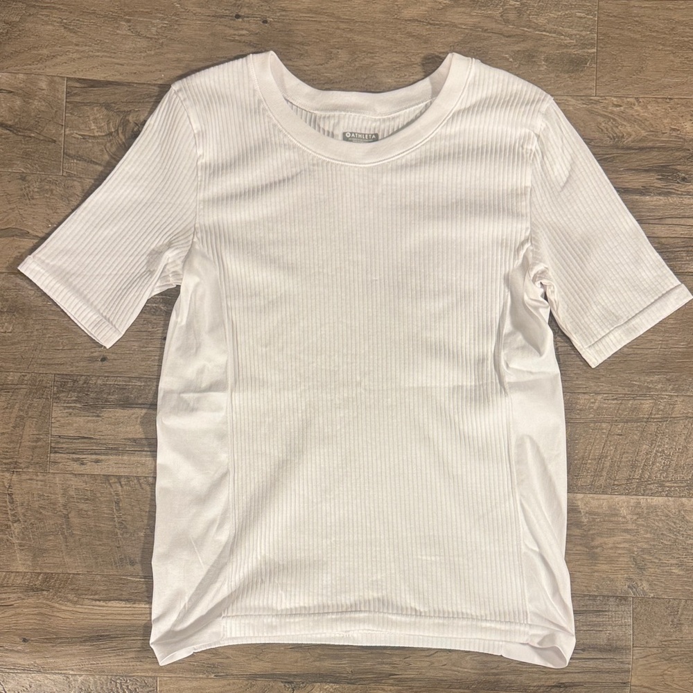 Athleta White Ribbed Top - Size M